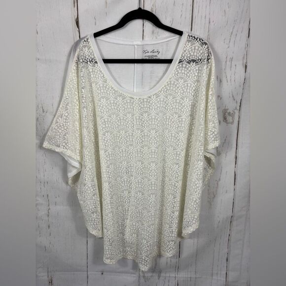 Kate Laundry Kimono Laced Coverup Tunic Cream White - Picture 5 of 6